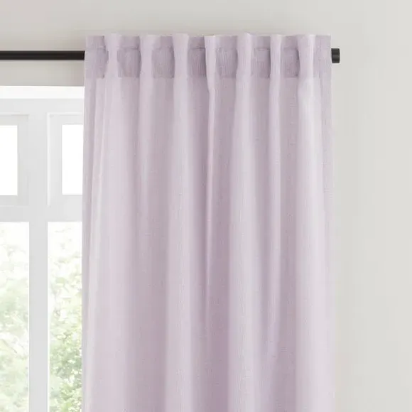 Unlined Tab Top Curtains - Lilac, Linen Blend