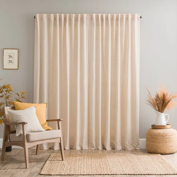 Unlined Tab Top Curtains - Natural, Linen Blend
