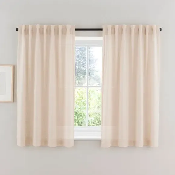 Unlined Tab Top Curtains - Natural, Linen Blend