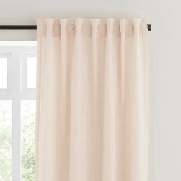 Unlined Tab Top Curtains - Natural, Linen Blend