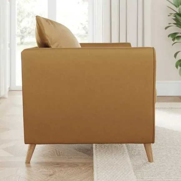 Upholstered Armchair with Flared Arms - Caramel, Velvet