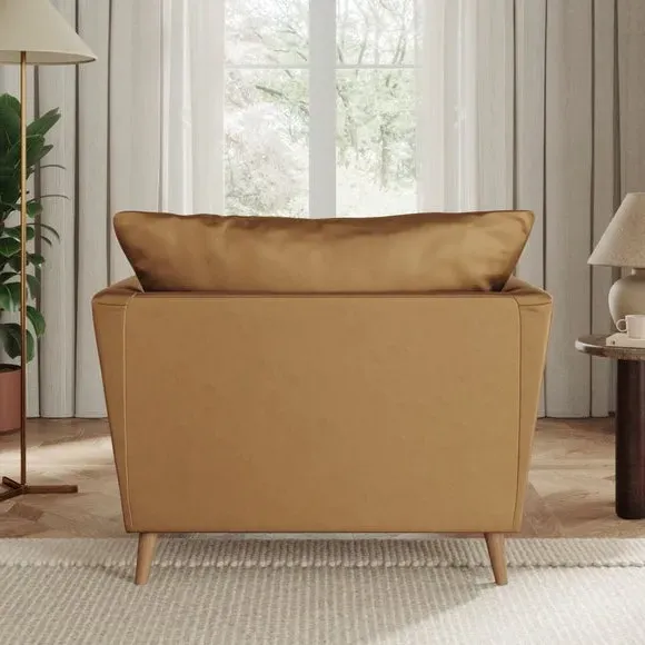 Upholstered Armchair with Flared Arms - Caramel, Velvet