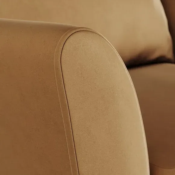 Upholstered Armchair with Flared Arms - Caramel, Velvet