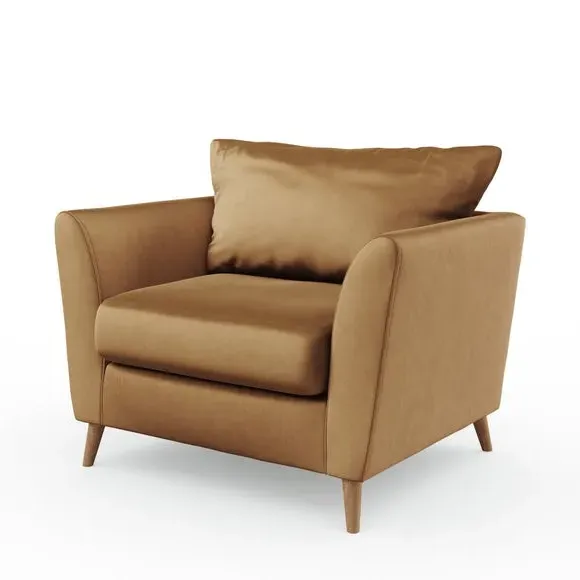 Upholstered Armchair with Flared Arms - Caramel, Velvet