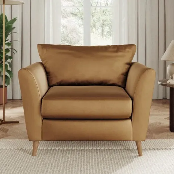Upholstered Armchair with Flared Arms - Caramel, Velvet image