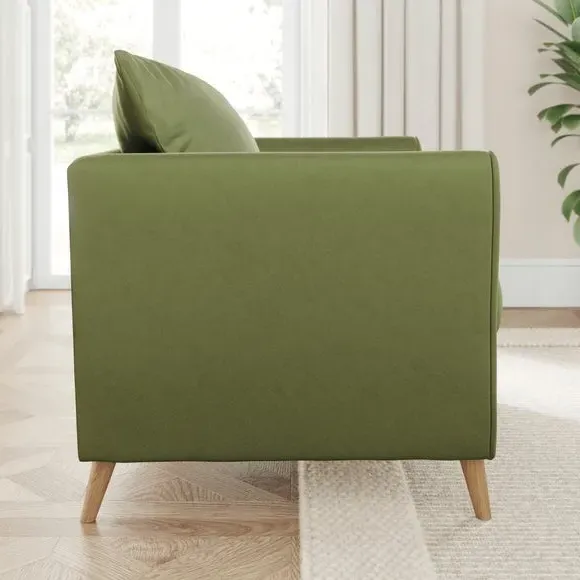Upholstered Armchair with Flared Arms - Light Olive, Velvet