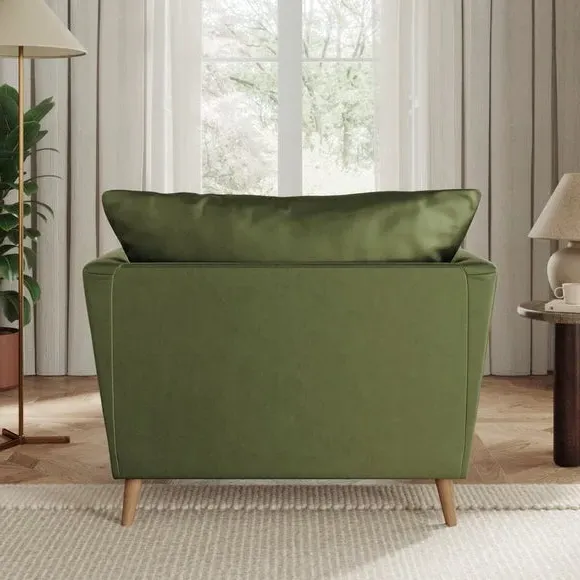 Upholstered Armchair with Flared Arms - Light Olive, Velvet