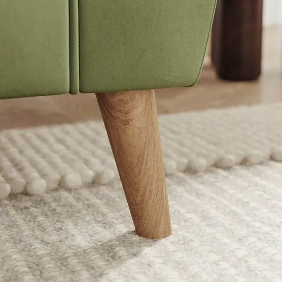 Upholstered Armchair with Flared Arms - Light Olive, Velvet