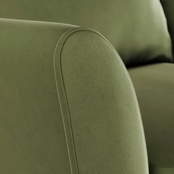 Upholstered Armchair with Flared Arms - Light Olive, Velvet