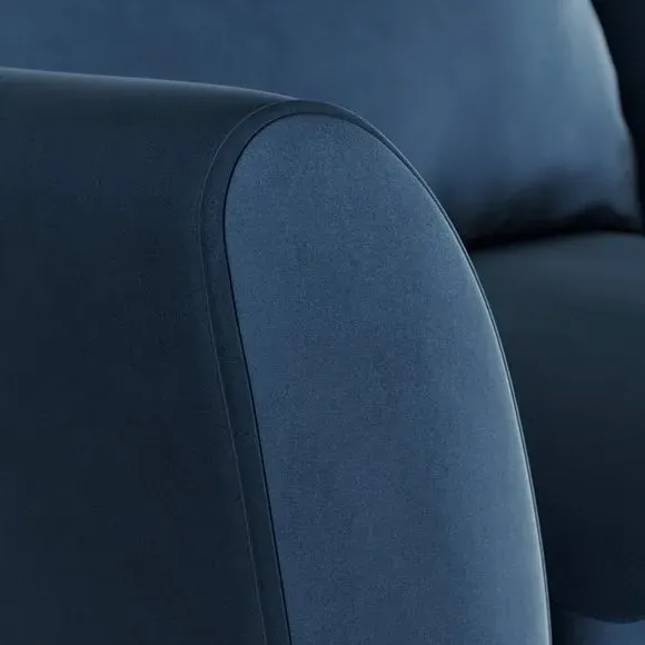Upholstered Armchair with Flared Arms - Navy, Velvet