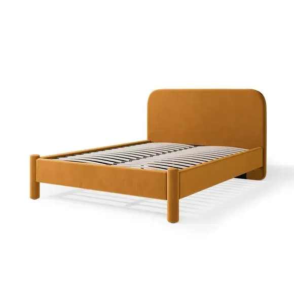 Upholstered Bed Frame - Caramel, Velvet