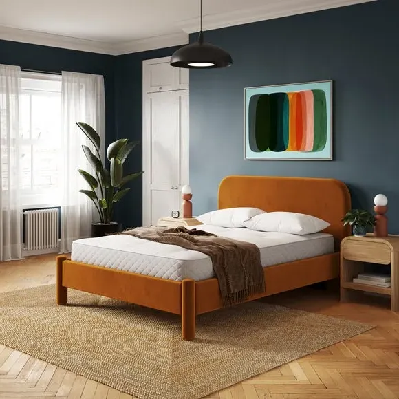 Upholstered Bed Frame - Caramel, Velvet image