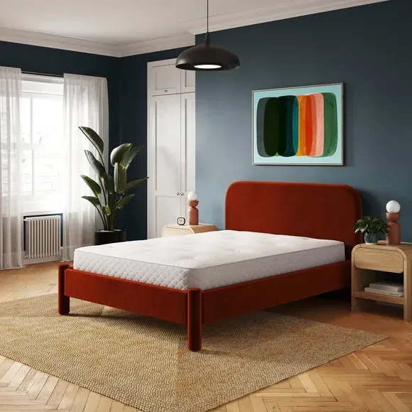Upholstered Bed Frame - Orange Umber, Velvet