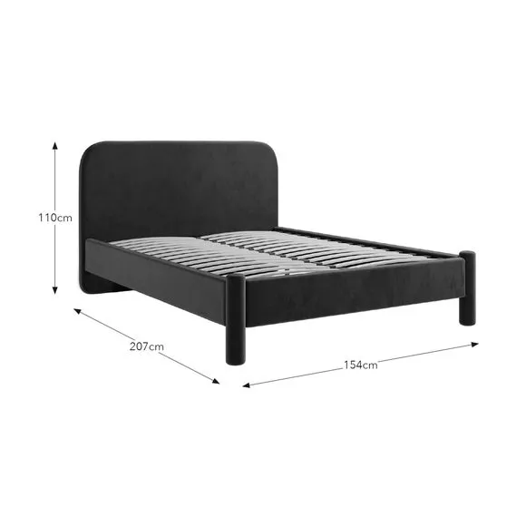 Upholstered Bed Frame - Orange Umber, Velvet