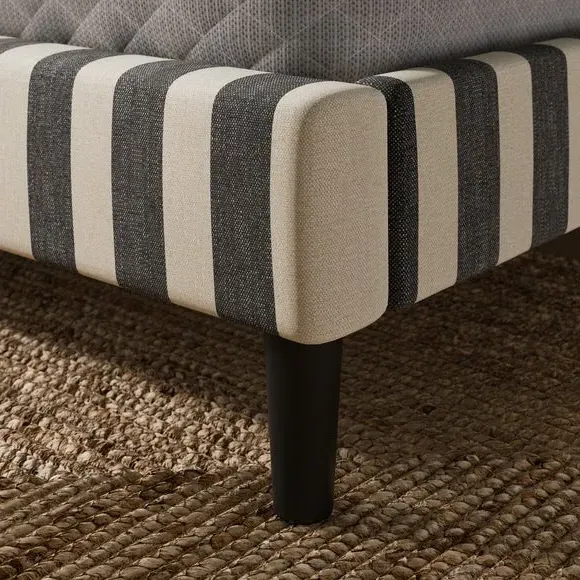 Upholstered Bed Frame with Headboard - Monochrome