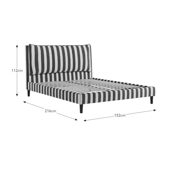 Upholstered Bed Frame with Headboard - Monochrome