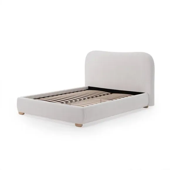 Upholstered Bed Frame with Headboard - Natural