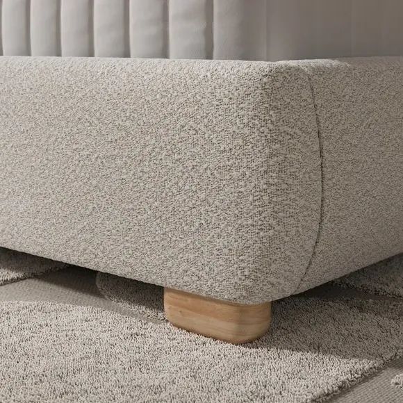 Upholstered Bed Frame with Headboard - Natural