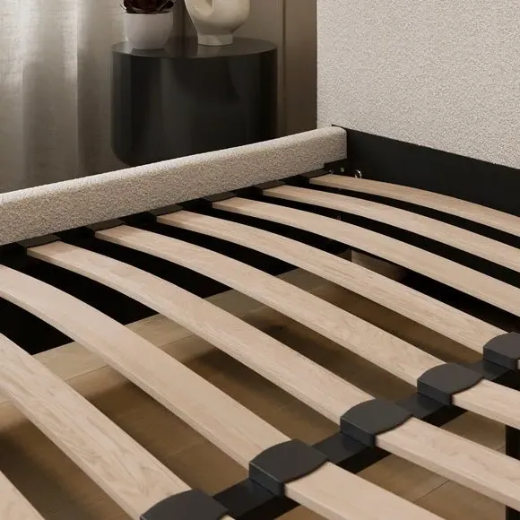 Upholstered Bed Frame with Headboard - Natural