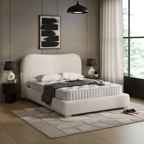 Upholstered Bed Frame with Headboard - Natural image