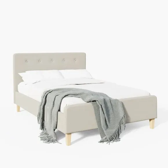 Upholstered Bed Frame with Headboard - Natural