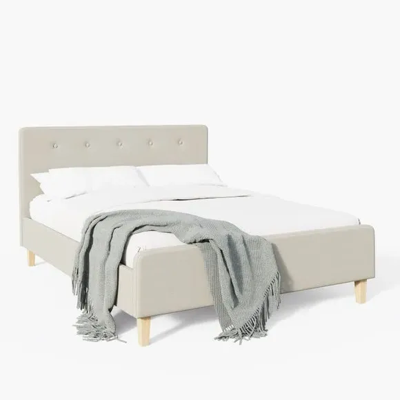 Upholstered Bed Frame with Headboard - Natural