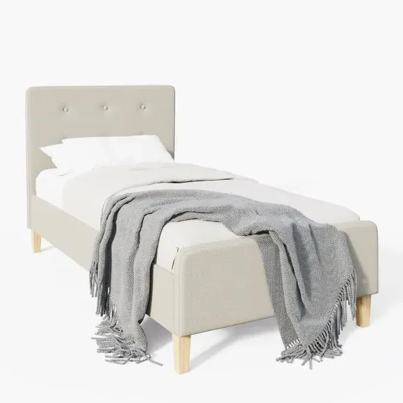 Upholstered Bed Frame with Headboard - Natural
