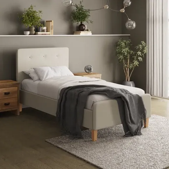 Upholstered Bed Frame with Headboard - Natural
