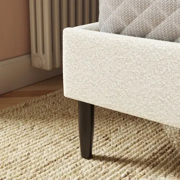 Upholstered Bed Frame with Petal Detail - Natural