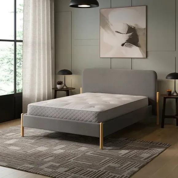 Upholstered Bed Frame with Slats - Grey, Velvet