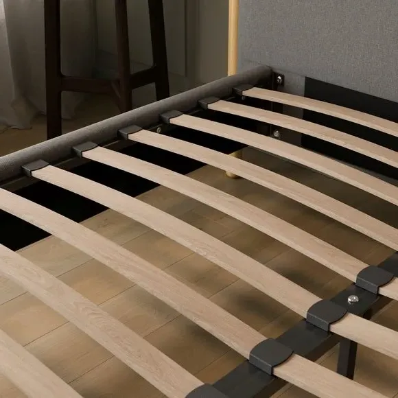 Upholstered Bed Frame with Slats - Grey, Velvet