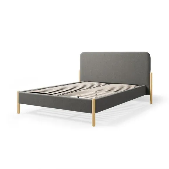 Upholstered Bed Frame with Slats - Grey, Velvet