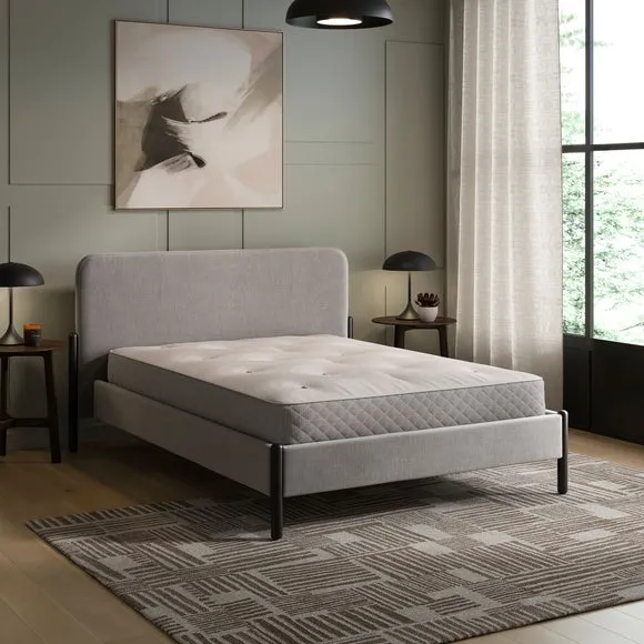 Upholstered Bed Frame with Slats - Grey, Velvet