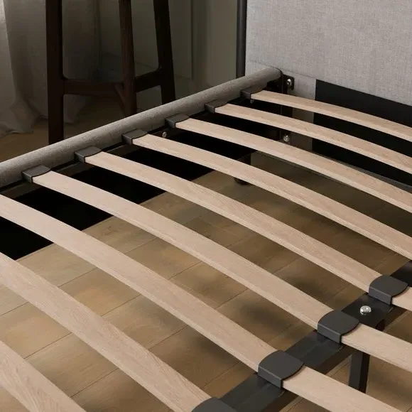 Upholstered Bed Frame with Slats - Grey, Velvet