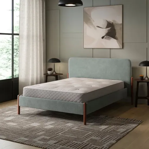 Upholstered Bed Frame with Slats - Mineral, Velvet