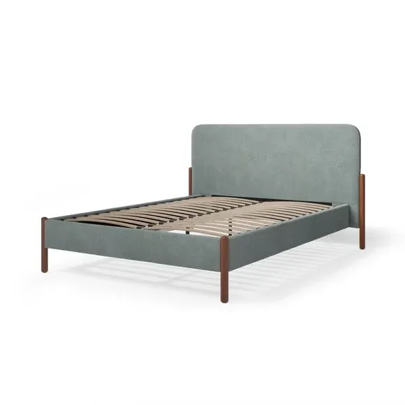 Upholstered Bed Frame with Slats - Mineral, Velvet