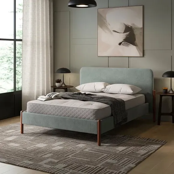 Upholstered Bed Frame with Slats - Mineral, Velvet