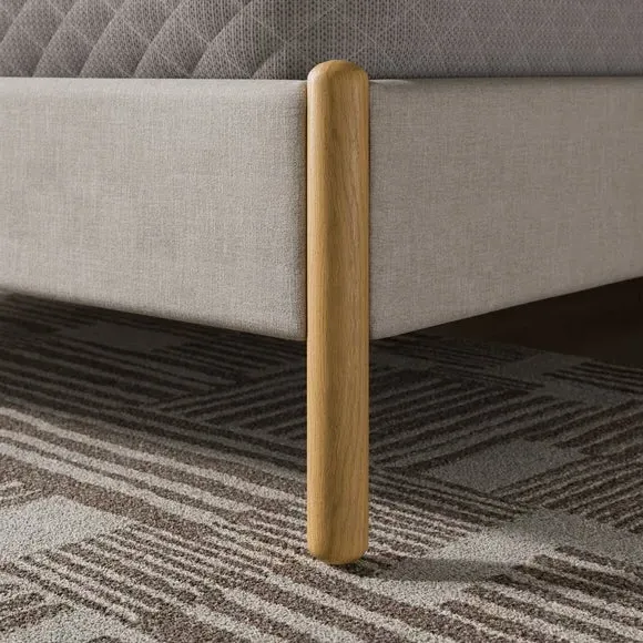 Upholstered Bed Frame with Slats - Natural, Velvet