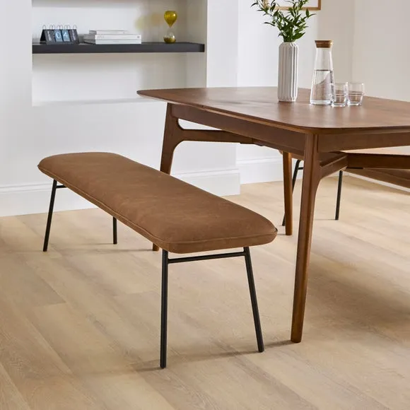 Upholstered Dining Bench - Brown, Faux Leather