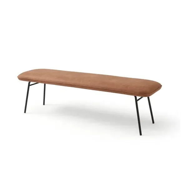 Upholstered Dining Bench - Brown, Faux Leather