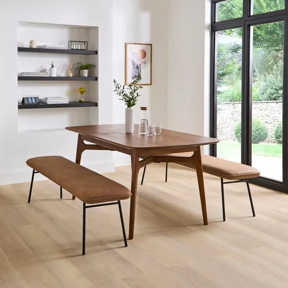 Upholstered Dining Bench - Brown, Faux Leather image
