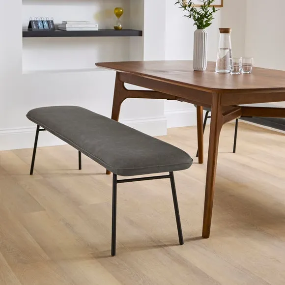 Upholstered Dining Bench - Grey, Faux Leather