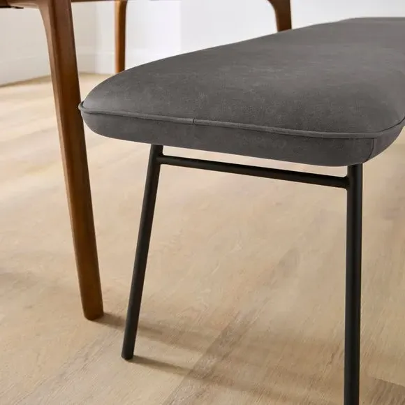 Upholstered Dining Bench - Grey, Faux Leather