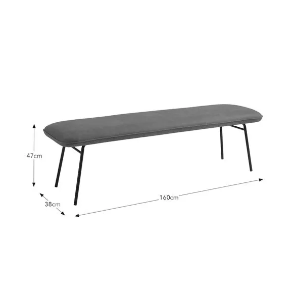 Upholstered Dining Bench - Grey, Faux Leather