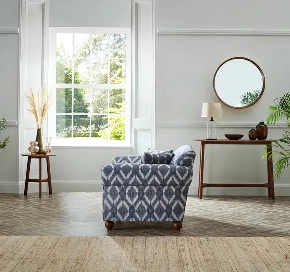 Upholstered Snuggle Chair - Navy, Ikat