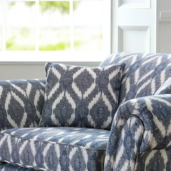 Upholstered Snuggle Chair - Navy, Ikat