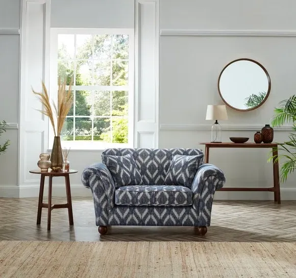 Upholstered Snuggle Chair - Navy, Ikat
