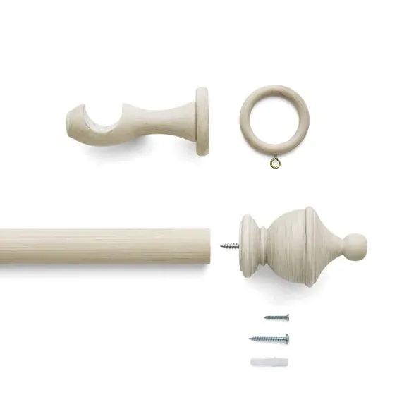 Urn Curtain Pole with Finial - Grey, Wood