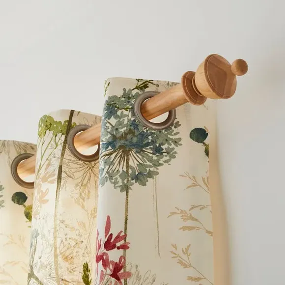 Urn Curtain Pole with Finial - Oak, Wood