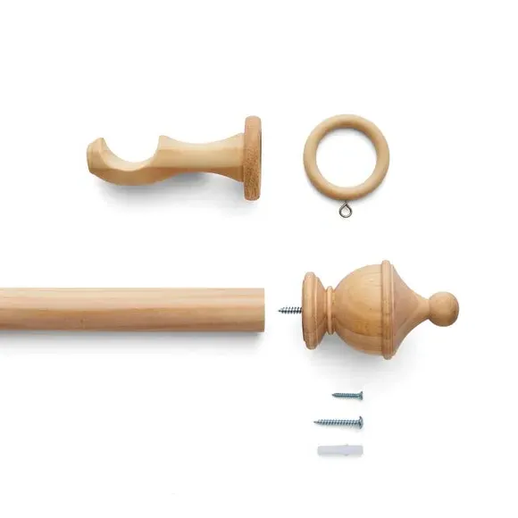 Urn Curtain Pole with Finial - Oak, Wood